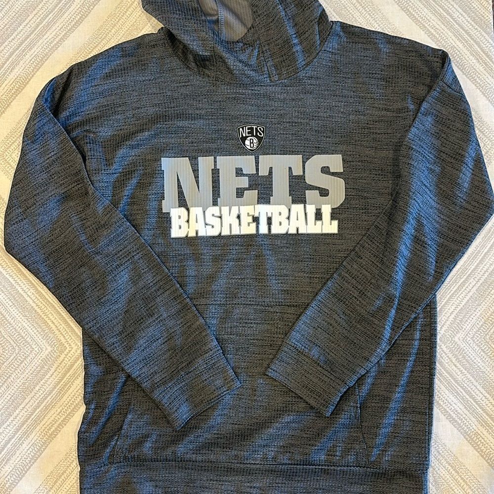 NBA Youth Boys Grey NJ Nets Basketball Long Sleeve Hooded Shirt